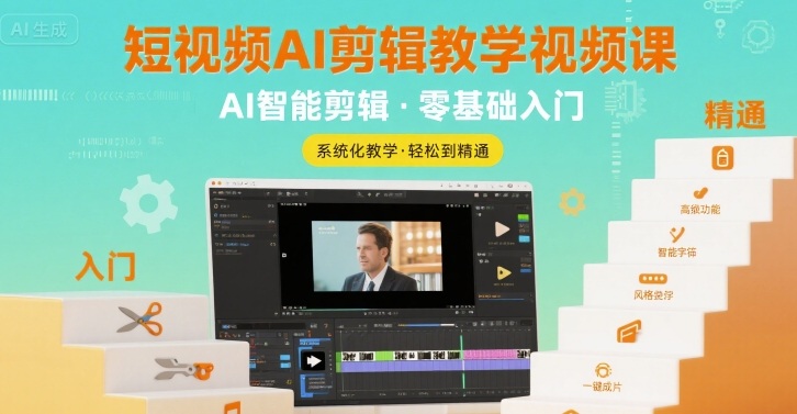 短视频AI剪辑教学视频课，入门到精通-翻身站
