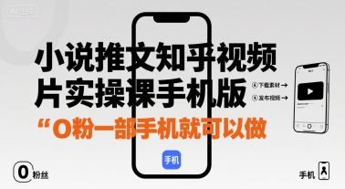 小说推文知乎视频图片实操课手机版，0粉一部手机就可以做-翻身站