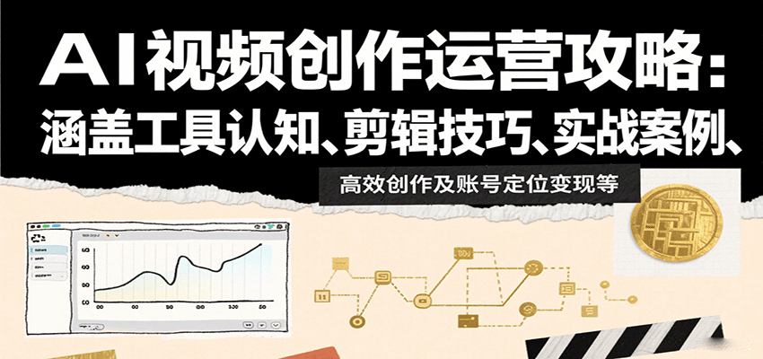 AI视频创作运营攻略：涵盖工具认知、剪辑技巧、实战案例、高效创作及账号定位变现等-翻身站