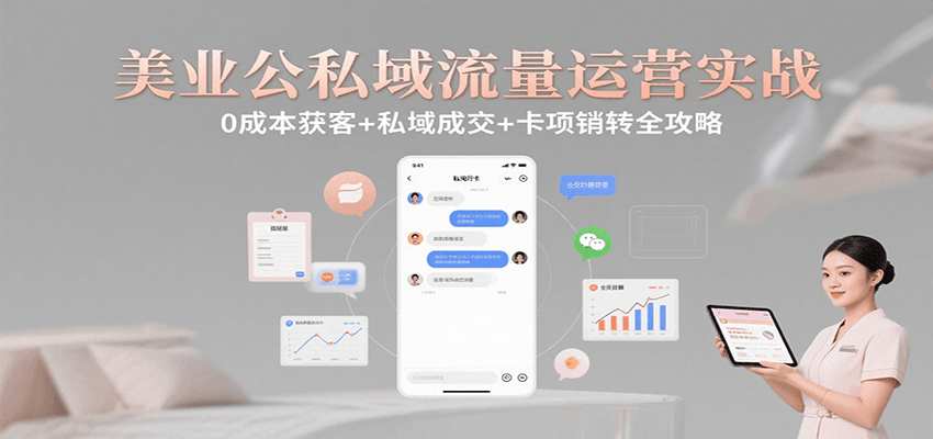 美业公私域流量运营实战：0成本获客+私域成交+卡项销转全攻略-翻身站