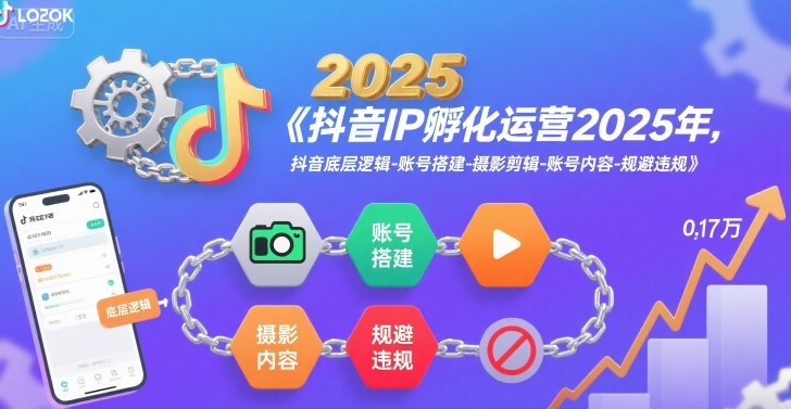抖音IP孵化运营2025年，抖音底层逻辑-账号搭建-摄影剪辑-账号内容-规避违规-翻身站