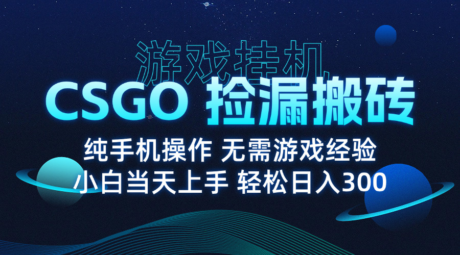 8月最新游戏搬砖，CSGO纯挂机，不需要玩游戏，实现真挂机，月入1W+-翻身站