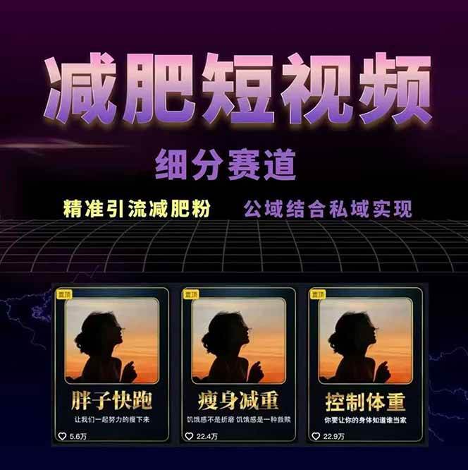 图片[2]-减肥短视频运营实战课：含素材制作、剪映教学，讲精准引流、变现设计与内容模板技巧-翻身站