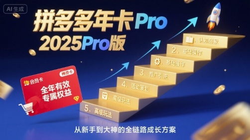 拼多多年卡2025Pro版，五大板块从认知到基础、从推广到活动、从活动到玩法-翻身站