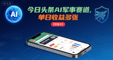 今日头条AI军事赛道，单日收益多张 ，手机可做【附指令】-翻身站