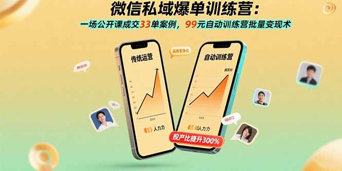 微信私域爆单训练营：一场公开课成交33单案例，99元自动训练营批量变现术-翻身站