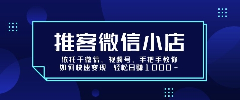 推客微信小店依托于微信、视频号，手把手教你如何快速变现 轻松日入1k+【揭秘】-翻身站