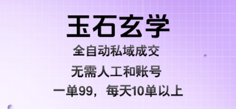玉石玄学全自动私域成交，一单99每天十单以上，无需人工和矩阵账号，蓝海项目直接干【揭秘】-翻身站