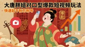 大唐胖妞对口型爆款短视频玩法，快速起千粉万粉号-翻身站
