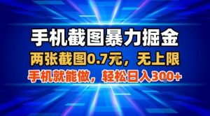 手机截图暴力掘金，两张截图0.7米，一部手机就能做，轻松日入3张+【揭秘】-翻身站