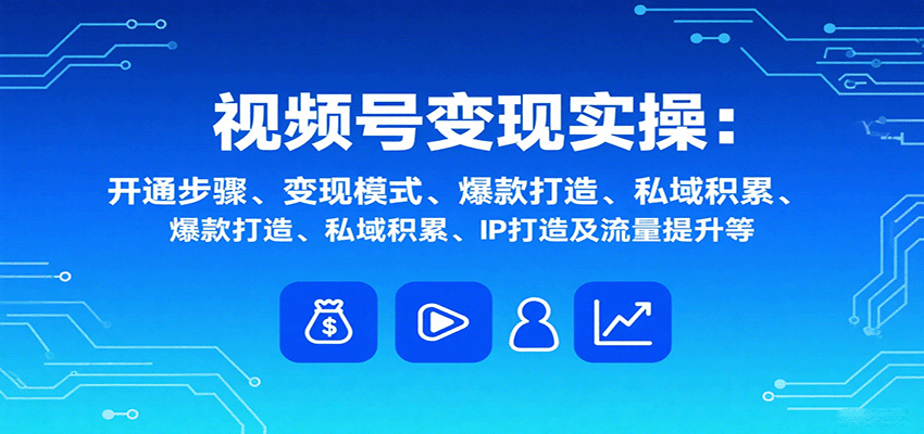 视频号变现实操，含开通步骤、变现模式、爆款打造、私域积累、IP打造及流量提升等-翻身站
