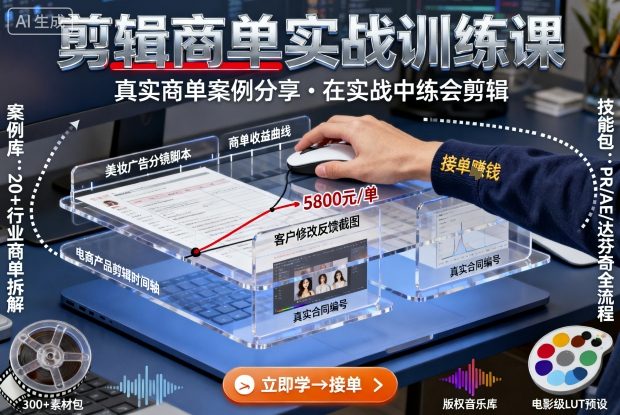 剪辑商单实战训练课，真实商单案例分享，在实战中练会剪辑-翻身站