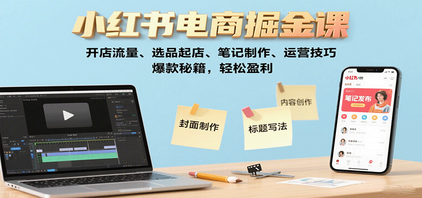 图片[1]-小红书电商掘金课：开店流量、选品起店、笔记制作、运营技巧，爆款秘籍，轻松盈利-翻身站