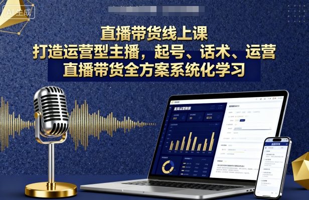 直播带货线上课，打造运营型主播，起号、话术、运营，直播带货全方案系统化学习-翻身站