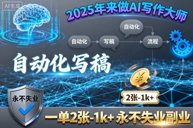 2025年来做AI写作大师，自动化写稿，一单2张-1k+，永不失业副业-翻身站