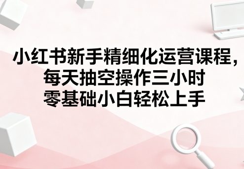 小红书新手精细化运营课程，每天抽空操作三小时，零基础小白轻松上手-翻身站