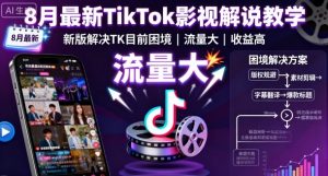 8月最新TikTok影视解说教学，新版解决TK目前困境，流量大，收益高-翻身站