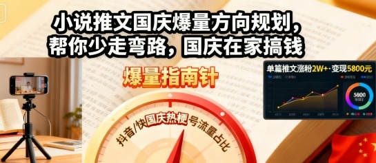 小说推文国庆爆量方向规划，帮你少走弯路，国庆在家搞钱-翻身站