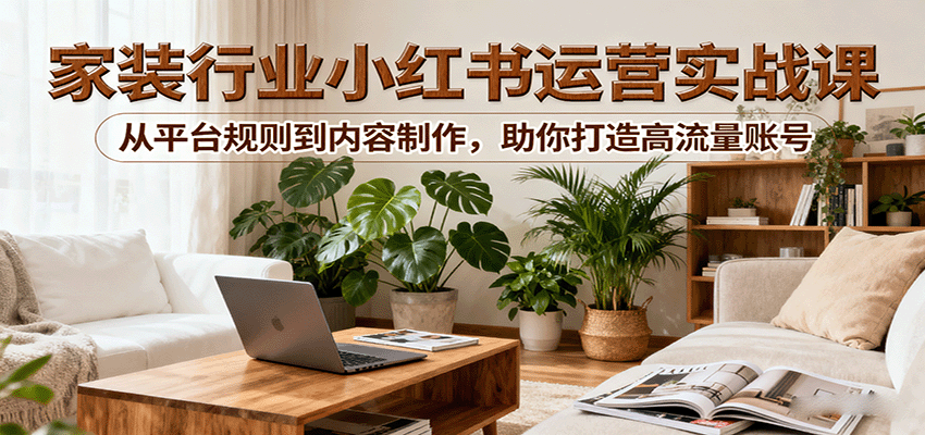 小红书家装行业运营实战课：从平台规则到内容制作，助你打造高流量账号-翻身站
