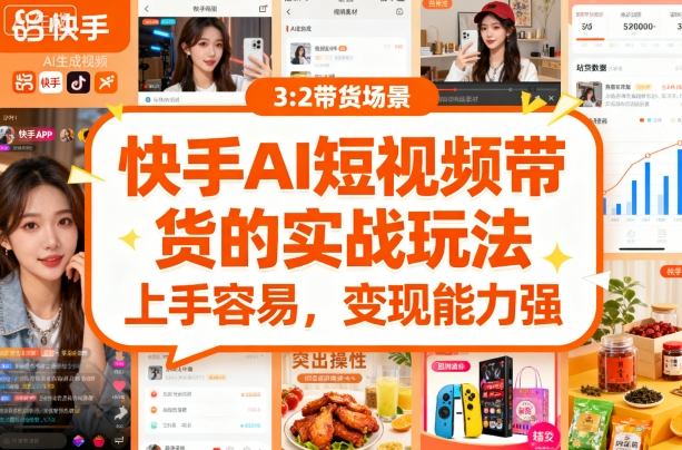 快手ai短视频带货的实战玩法，上手容易，变现能力强-翻身站