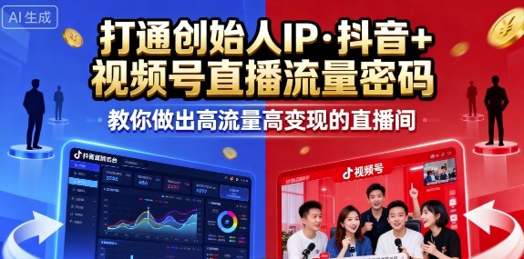 25年直播9-10两期线下课，打通创始人IP，抖音+视频号直播流量密码，教你做出高流量高变现的直播间-翻身站