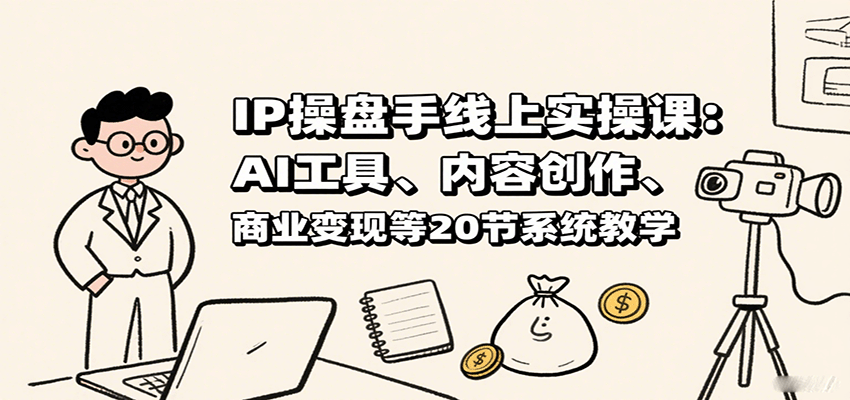 IP操盘手线上实操课：AI工具、内容创作、商业变现等20节系统教学-翻身站