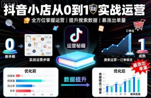 抖音小店从0到1实战运营，帮你全方位掌握小店运营，提升搜索数据与出单量-翻身站