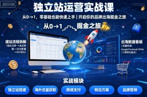 独立站运营实战课，​从0到1，零基础也能快速上手，开启你的品牌出海掘金之旅-翻身站
