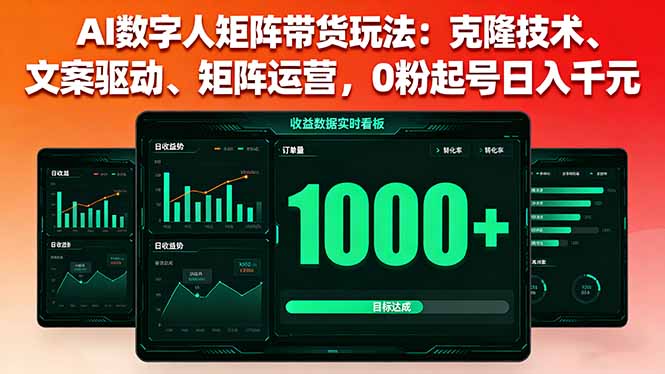 AI数字人矩阵带货玩法：克隆技术、文案驱动、矩阵运营，0粉起号日入千元-翻身站