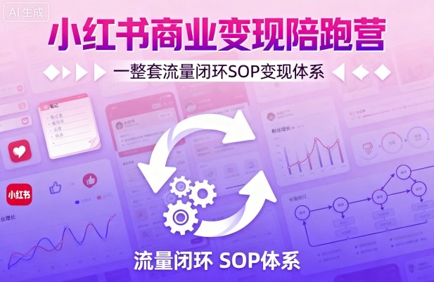 小红书商业变现陪跑营，轻IP矩阵 私域获客 聚光投流，一整套流量闭环SOP变现体系-翻身站