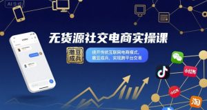 无货源社交电商实操课，绕开传统互联网电商模式，撒豆成兵，实现跨平台交易-翻身站