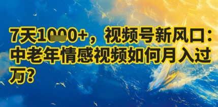 7天收益1k+，视频号新风口：中老年情感视频如何月入过W?-翻身站
