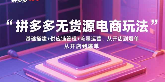 拼多多无货源电商玩法：基础搭建+供应链管理+流量运营，从开店到爆单-翻身站