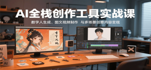AI全栈创作工具实战课：数字人生成、图文视频制作与多场景创意内容变现-翻身站