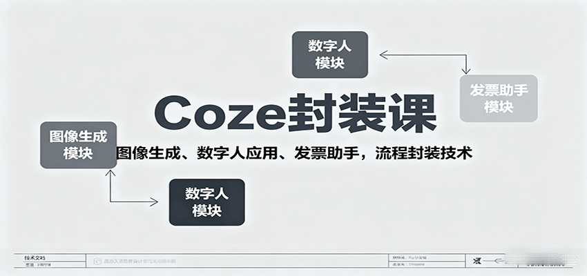图片[1]-Coze封装课，图像生成、数字人应用、发票助手，流程封装技术-翻身站
