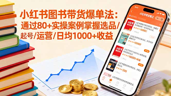 小红书图书带货爆单法：通过80+实操案例掌握选品/起号/运营/日均1000+收益-翻身站