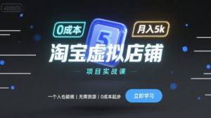 淘宝虚拟店铺项目实战课，一个人也能做，无需货源、0成本起步，月入5k-翻身站