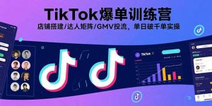 TikTok爆单训练营，店铺搭建/达人矩阵/GMV投流，单日破千单实操-翻身站