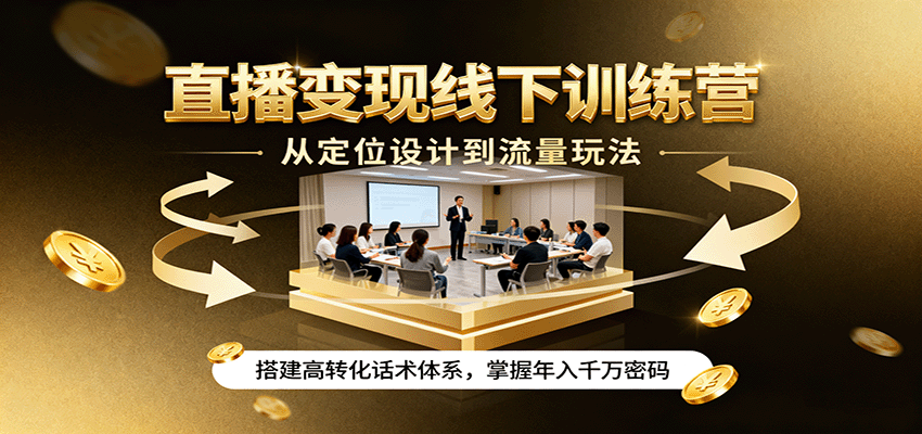 图片[1]-直播变现线下训练营，从定位设计到流量玩法，搭建高转化话术体系，掌握年入千万密码-翻身站