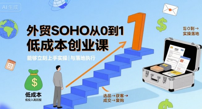 外贸SOHO从0到1低成本创业课，能够立刻上手实操与落地执行-翻身站