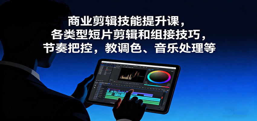 商业剪辑技能提升课，各类型短片剪辑和组接技巧，节奏把控，教调色、音乐处理等-翻身站