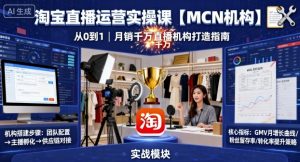 淘宝直播运营实操课【MCN机构】，从0到1做一家月销千W的直播机构-翻身站