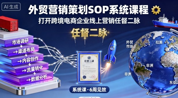 外贸营销策划SOP系统课程，打开跨境电商企业线上营销任督二脉-翻身站