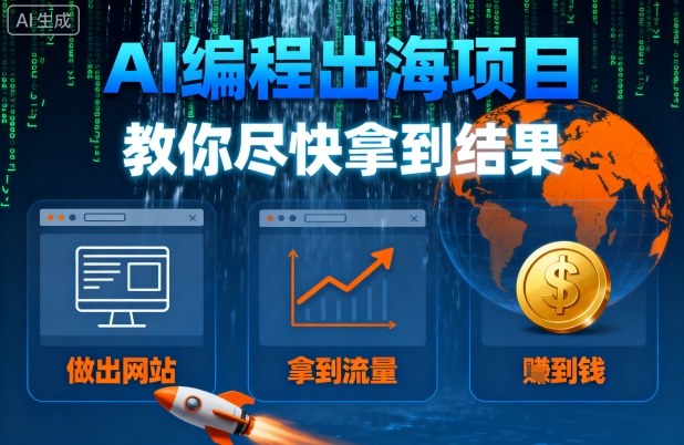 AI编程出海项目，教你尽快拿到结果-做出网站、拿到流量、賺到钱-翻身站