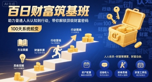 百日财富筑基班，助力普通人从认知到行动，带你解锁顶级财富密码-翻身站