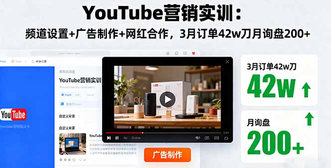 YouTube营销实训：频道设置+广告制作+网红合作，3月订单42w刀月询盘200+-翻身站