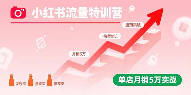 小红书流量特训营：突破流量瓶颈，实现店铺持续增长，单店月销5万实战-翻身站