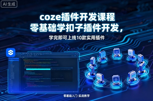 coze插件开发课程，零基础学扣子插件开发，学完即可上线10款实用插件-翻身站