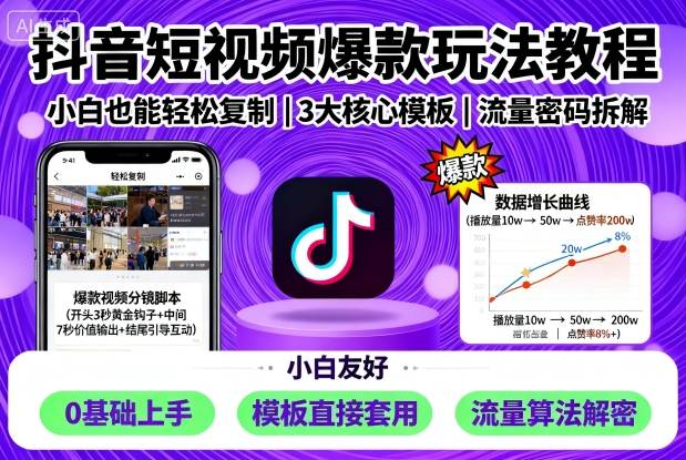 抖音短视频爆款玩法教程，小白也能轻松复制-翻身站