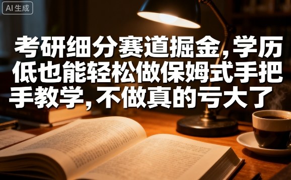 考研细分赛道掘金，日入1k+，学历低也能轻松做保姆式手把手教学，不做真的亏大了【揭秘】-翻身站
